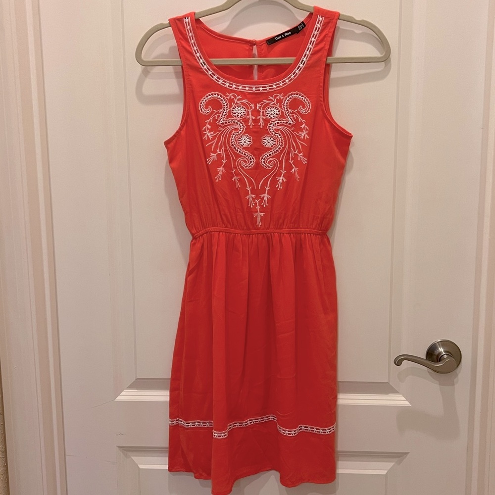 Doe & Rae Coral Embroidered Dress